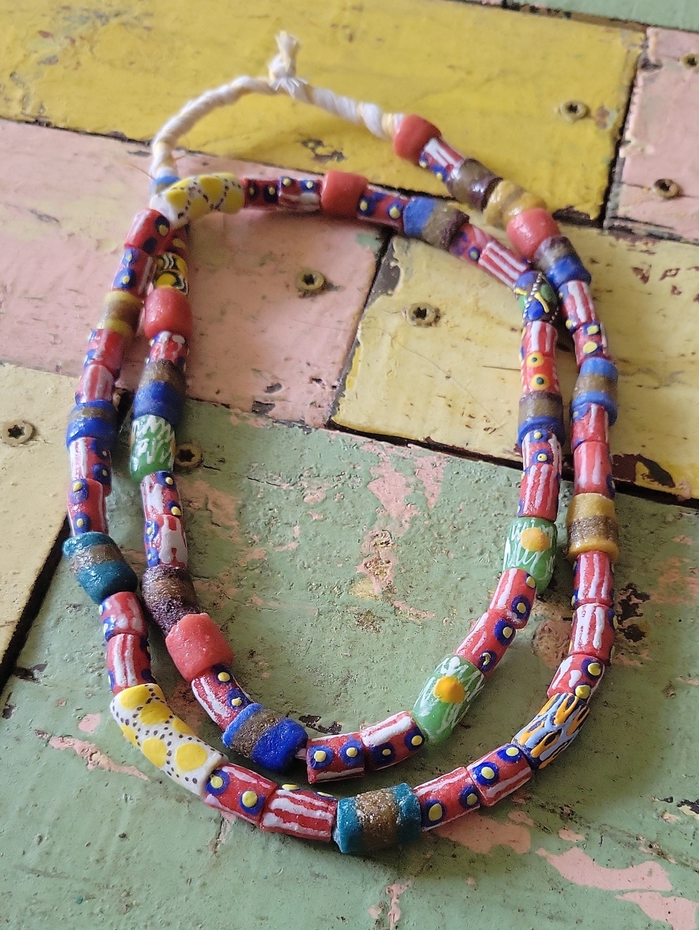 Handmade Multicolor African Trade Bead Necklace - Women Jewelry With bracelet